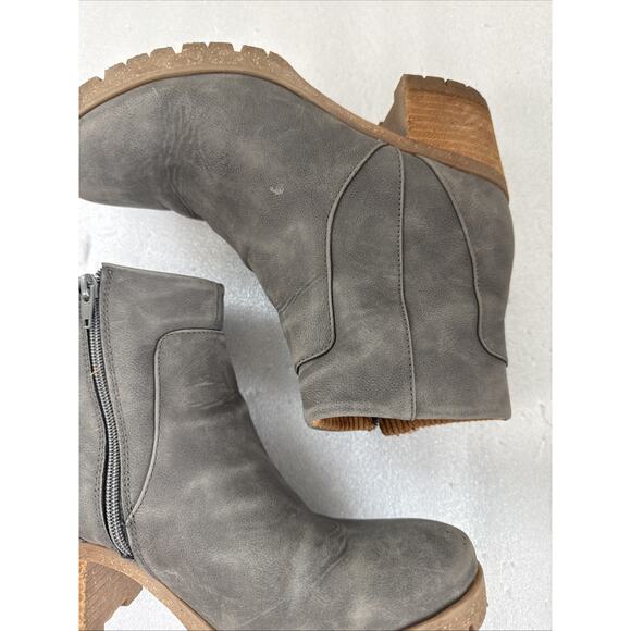 Korks By Kork Ease Esmeralda Lug Sole Leather Platform Ankle Boots Gray 8.5M - Picture 3 of 16